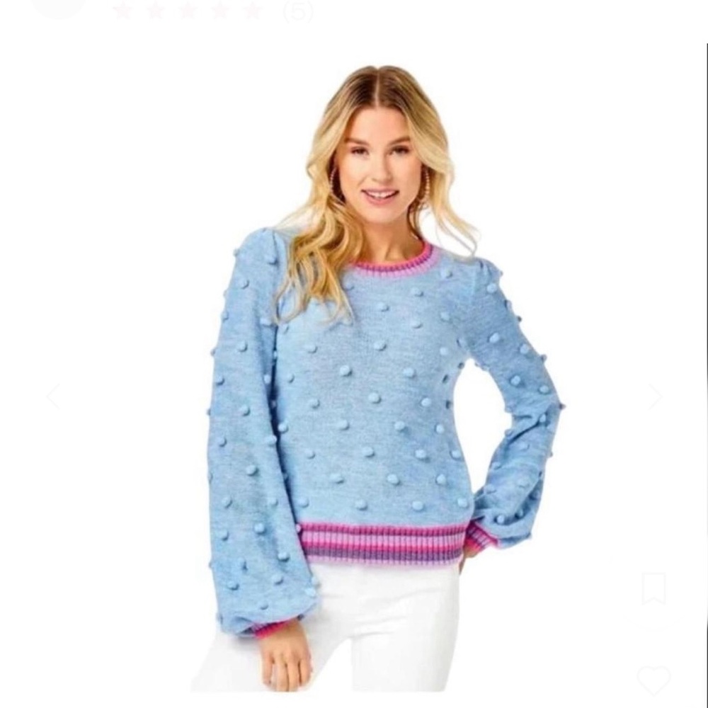 Lilly Pulitzer Verna sweater NWT Blue w pink & purple trim. Womens medium